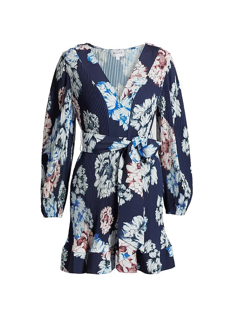 Liv Floral Pleated Midi-Dress  On Sale Now with Up to 63% Off | Discover  Exclusive Deals & Savings at BeyondStyle  Authentic Milly women's  apparel|contemporary|dresses|pleated|v-neck|long  sleeve|mini-length|floral|Women's|women's|a-line|modern with ...