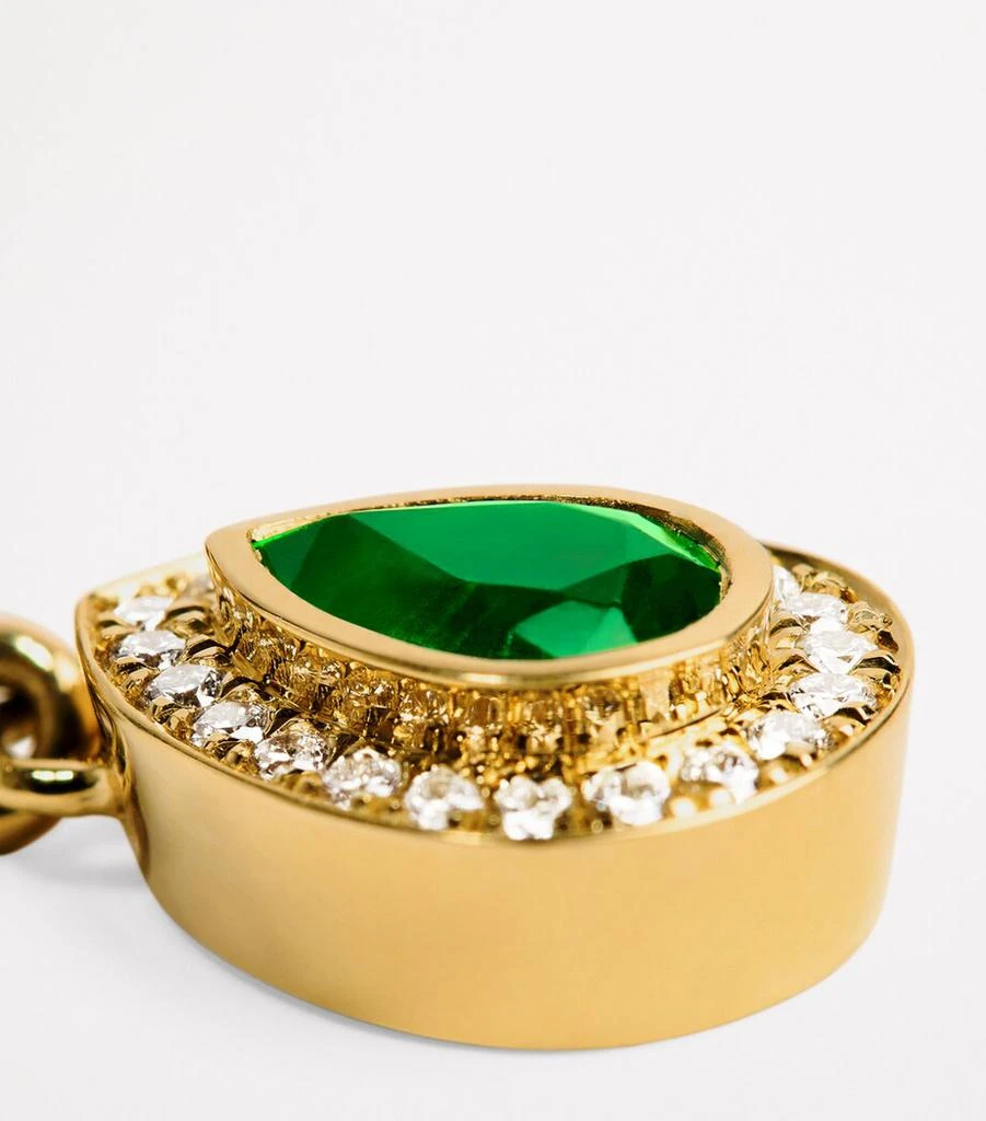 Azlee Medium Yellow Gold, Diamond and Emerald Charm 4