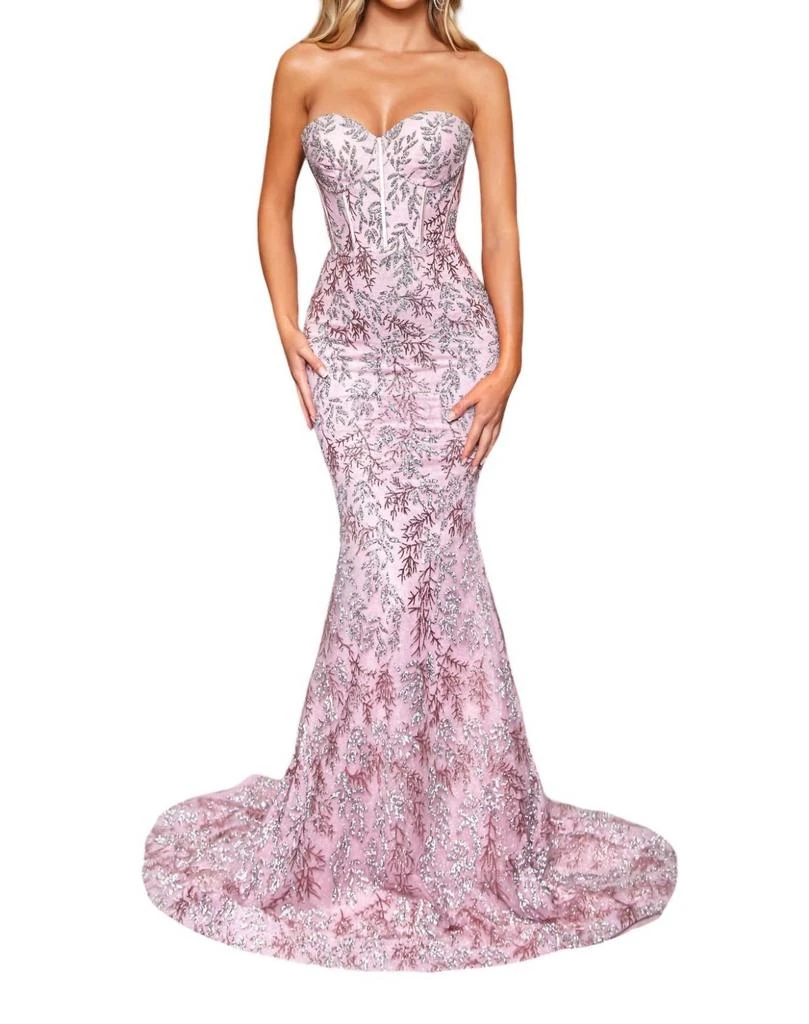 Unveil Your Enchanting Charm: Portia and Scarlett's Strapless Lace AppliquÃ© Gown