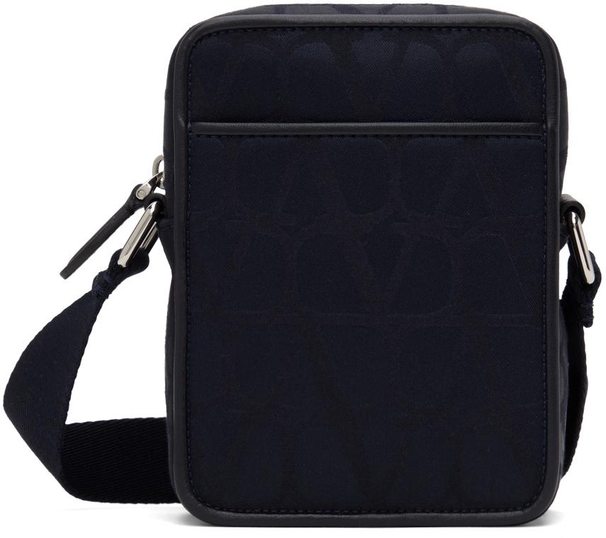 Valentino Garavani Navy Small Iconographe Nylon Messenger Bag Crossbody Bags Free Shipping BeyondStyle