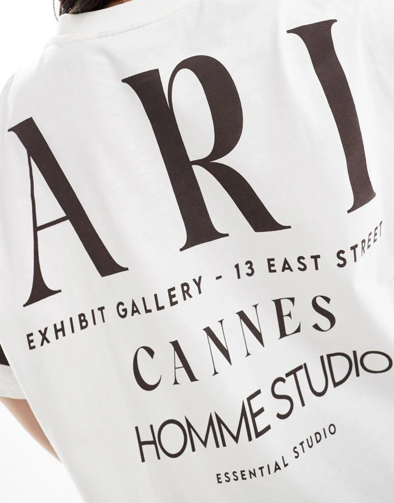 ASOS ASOS DESIGN oversized t-shirt with paris stacked back graphic in cream 2
