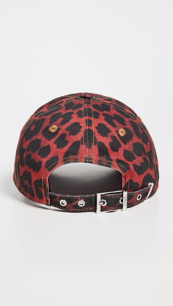 Ganni Red Leopard Baseball Cap - Hats - Free Shipping