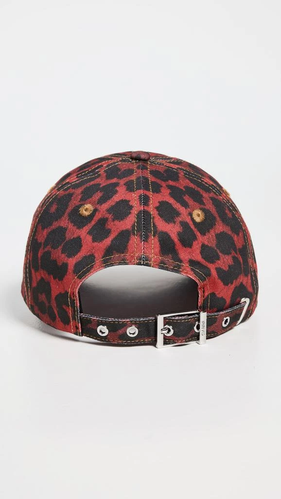 Ganni Red Leopard Baseball Cap 3