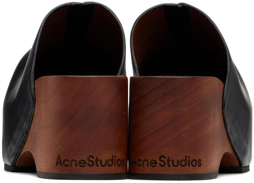 Acne Studios Black Leather Wood Clogs 2