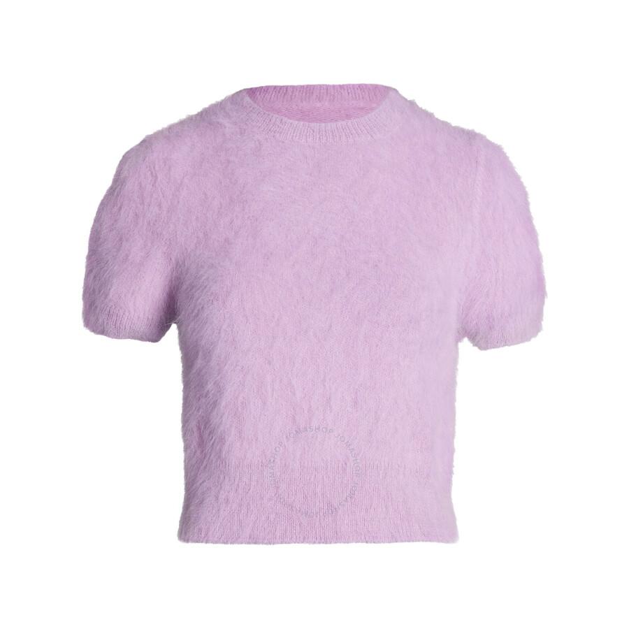 MAISON MARGIELA Ladies Acid Lavender Short-Sleeve Knitted Crop Top