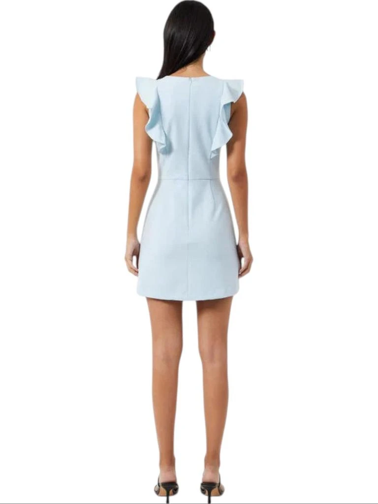 French Connection Whisper Ruffle V Neck Dress In Light Dream Blue 2