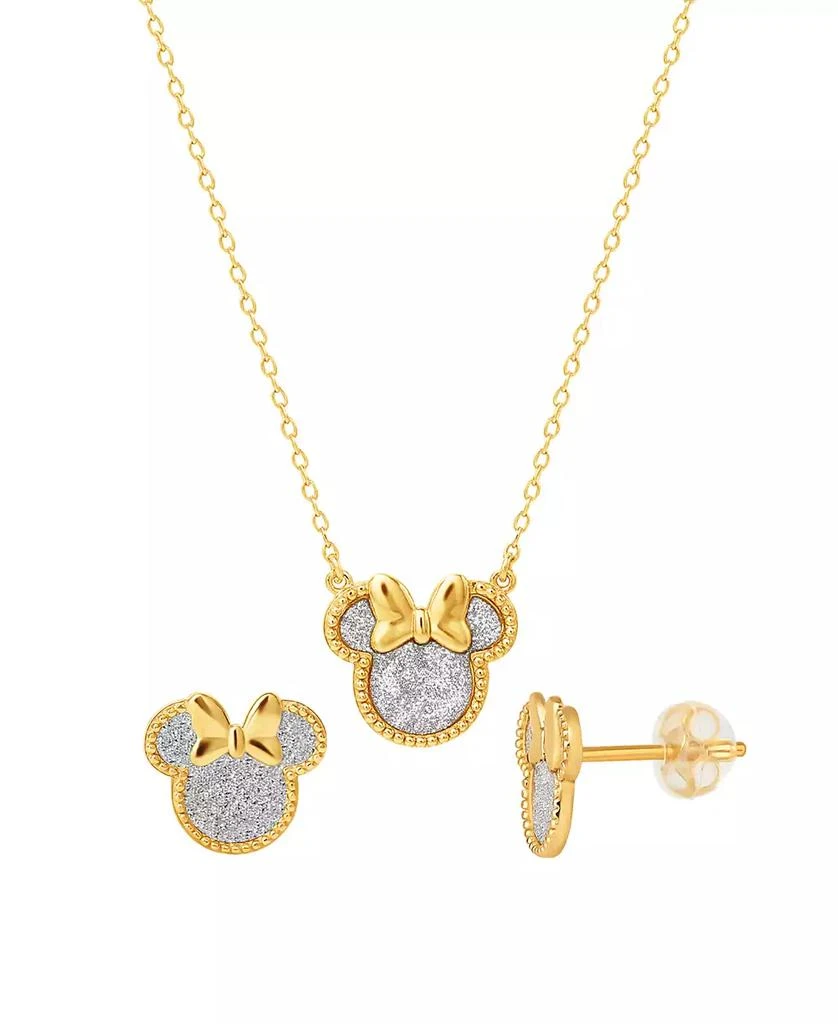 Disney 2-Pc. Minnie Glitter Necklace and Earrings Set in 18k Yellow Gold Over Sterling Silver 1