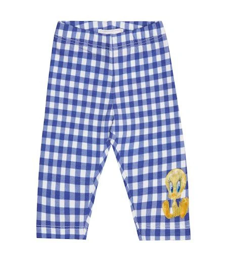 MONNALISA Baby gingham cotton-blend leggings 1