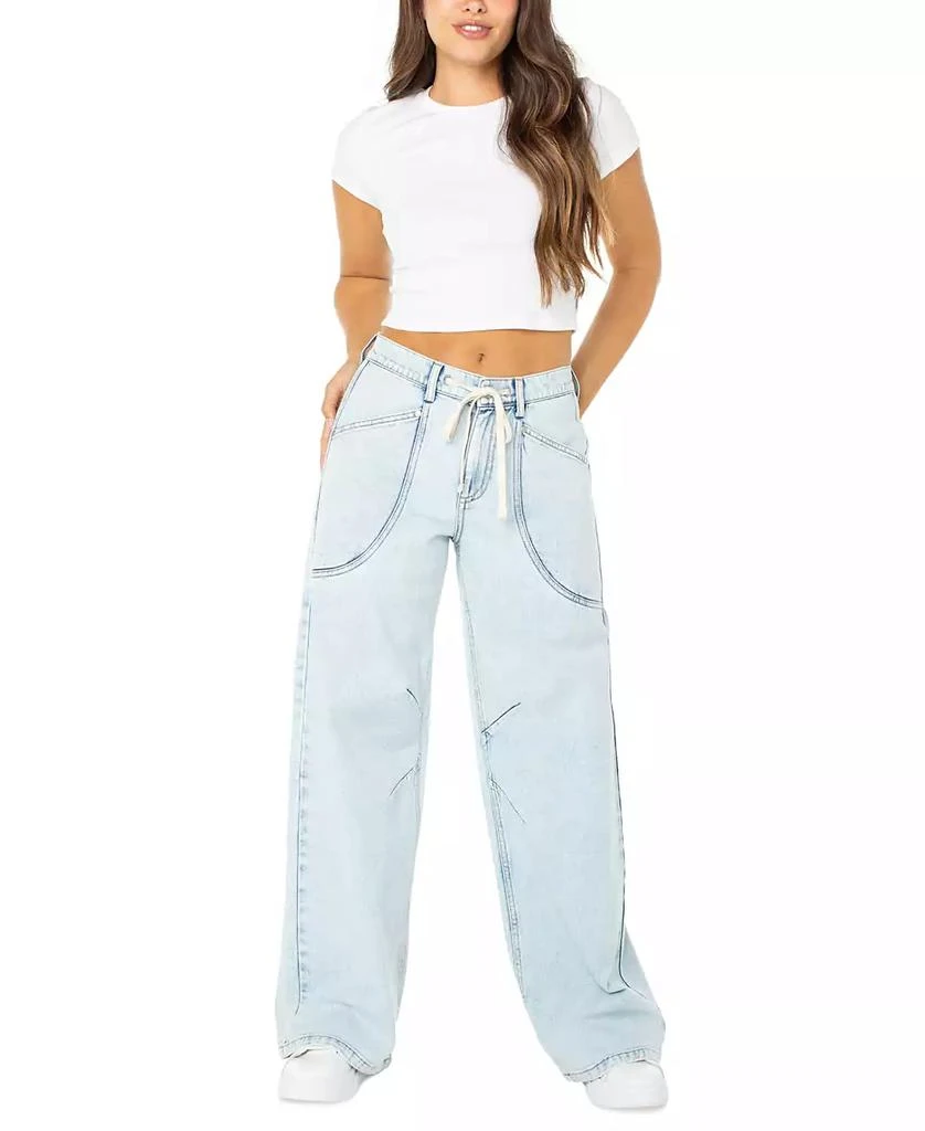 Celebrity Pink Juniors' Drawstring-Waist Wide-Leg Jeans 1