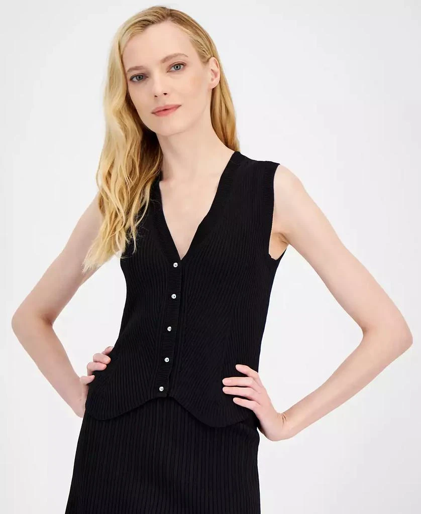 Anne Klein Women's Knit Fitted V-Neck Vest 3