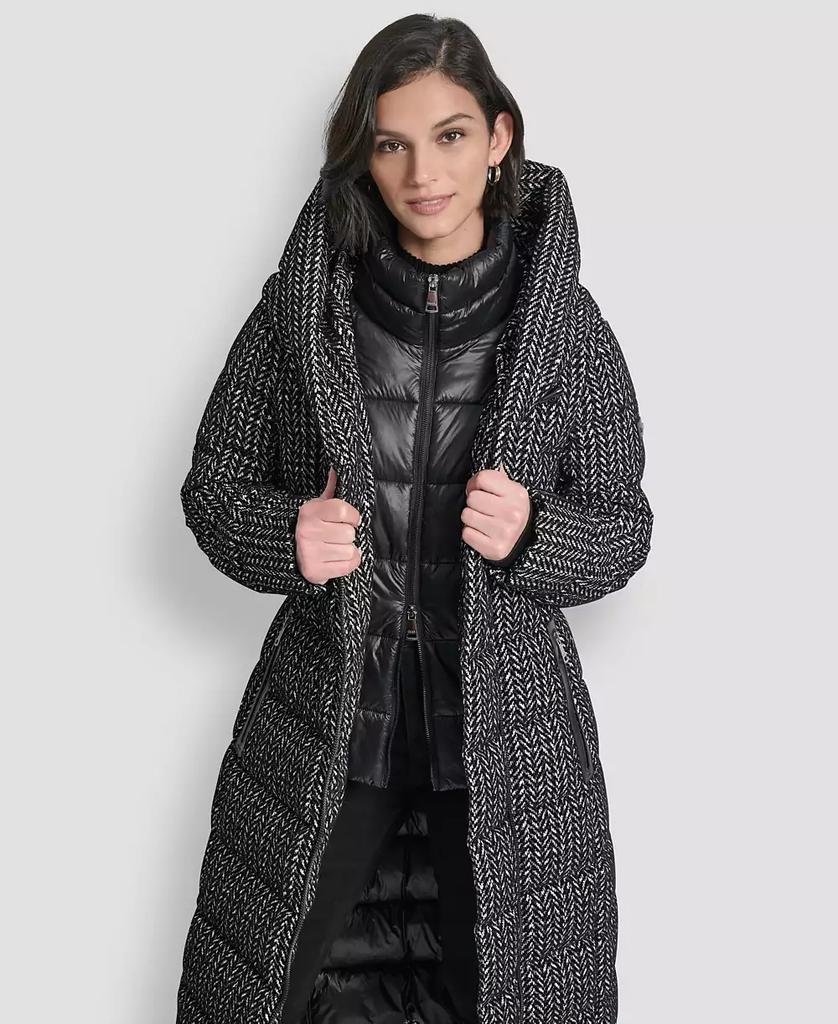Women's Bibbed Shawl Collar Hooded Puffer Coat – On Sale Now with