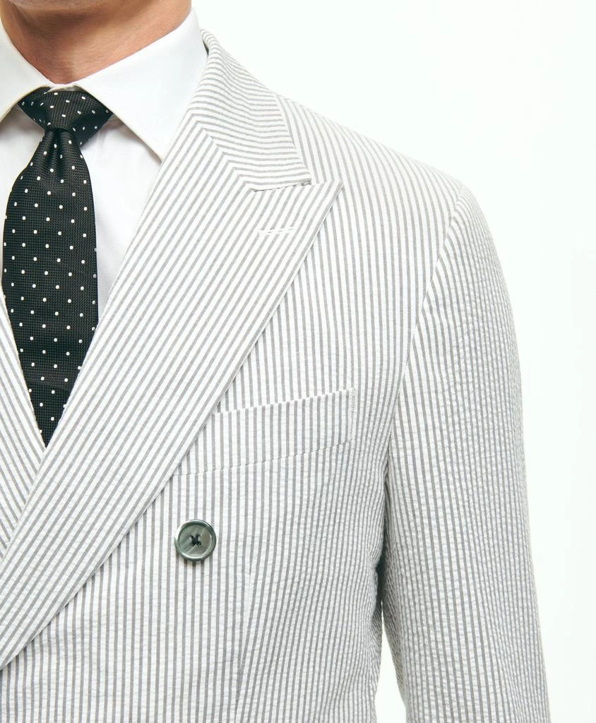 Brooks Brothers Regent Fit Stretch Cotton Seersucker Double-Breasted Suit Jacket 4