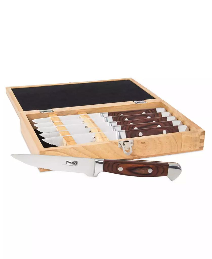 VIKING 6 Piece Pakkawood Steak Knife Set with Box