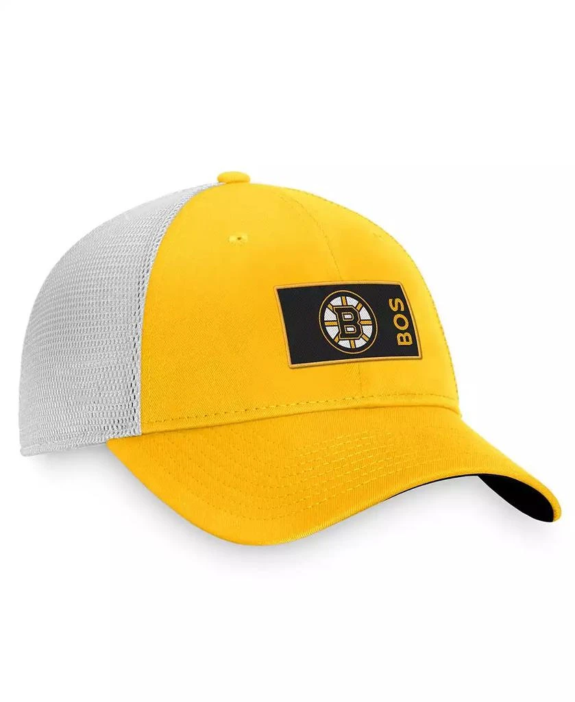 Fanatics Men's Gold, White Boston Bruins Authentic Pro Rink Trucker Snapback Hat 3