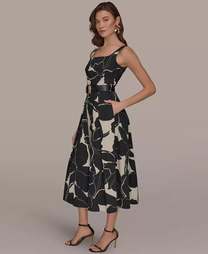 Donna Karan Petite Sleeveless Belted Midi A-Line Dress 3