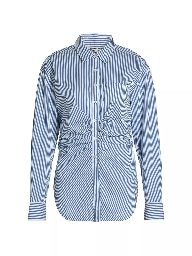 VERONICA BEARD Bosco Striped Ruched Shirt 1