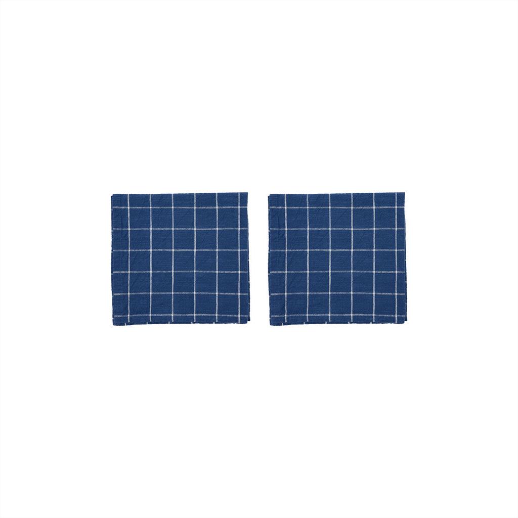 OYOY Living Design Lot De 2 Serviettes De Table Bleu En Coton Organique H45x45cm