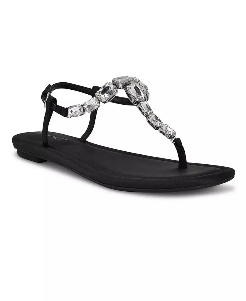 Nine West Women's Dynasti Embellished T-Strap Flat Sandals 1