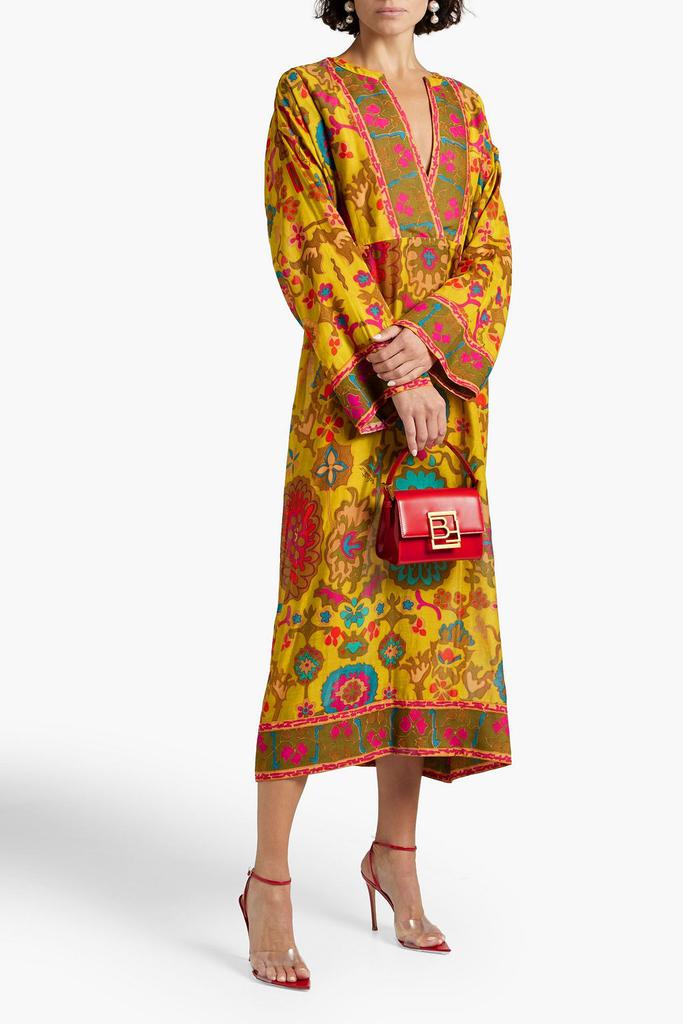 Valentino Printed cotton and silk-blend voile midi dress