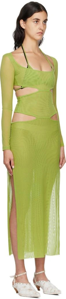Kathryn Bowen SSENSE Exclusive Green Cutout Maxi Dress 2