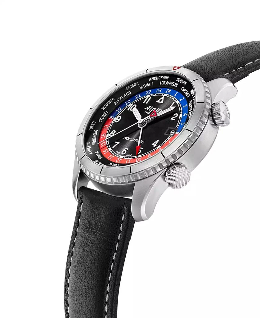 Alpina Men's Swiss Startimer Pilot Black Leather Strap Watch 41mm 2