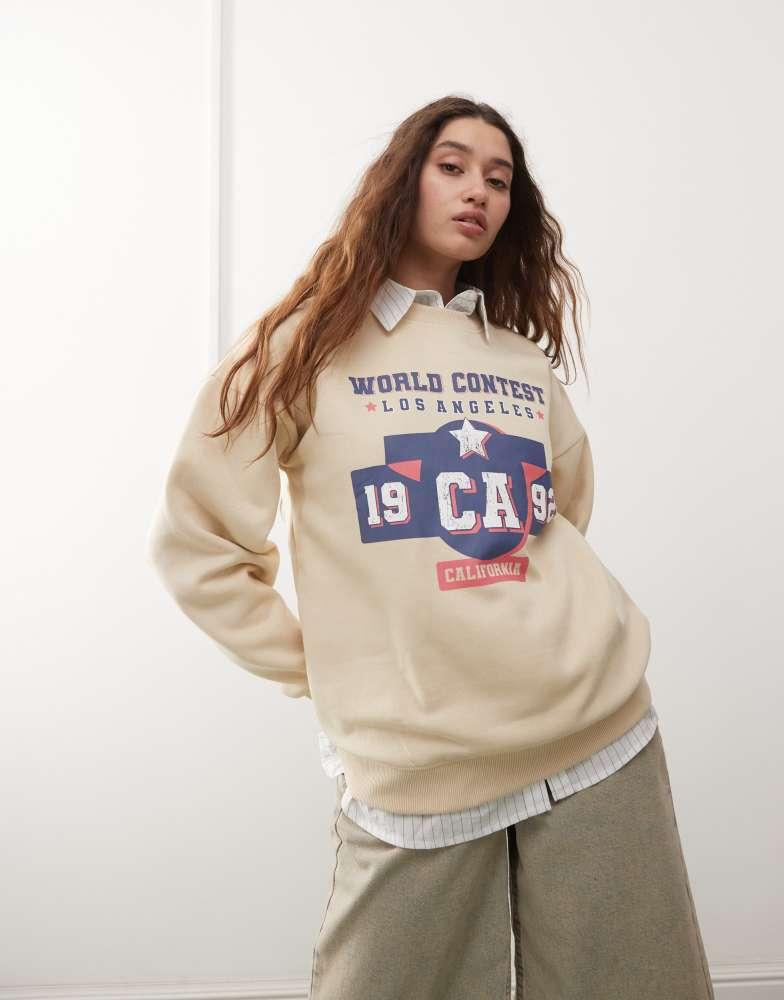 Daisy Street Daisy Street oversized natural sweatshirt with 1992 graphic
