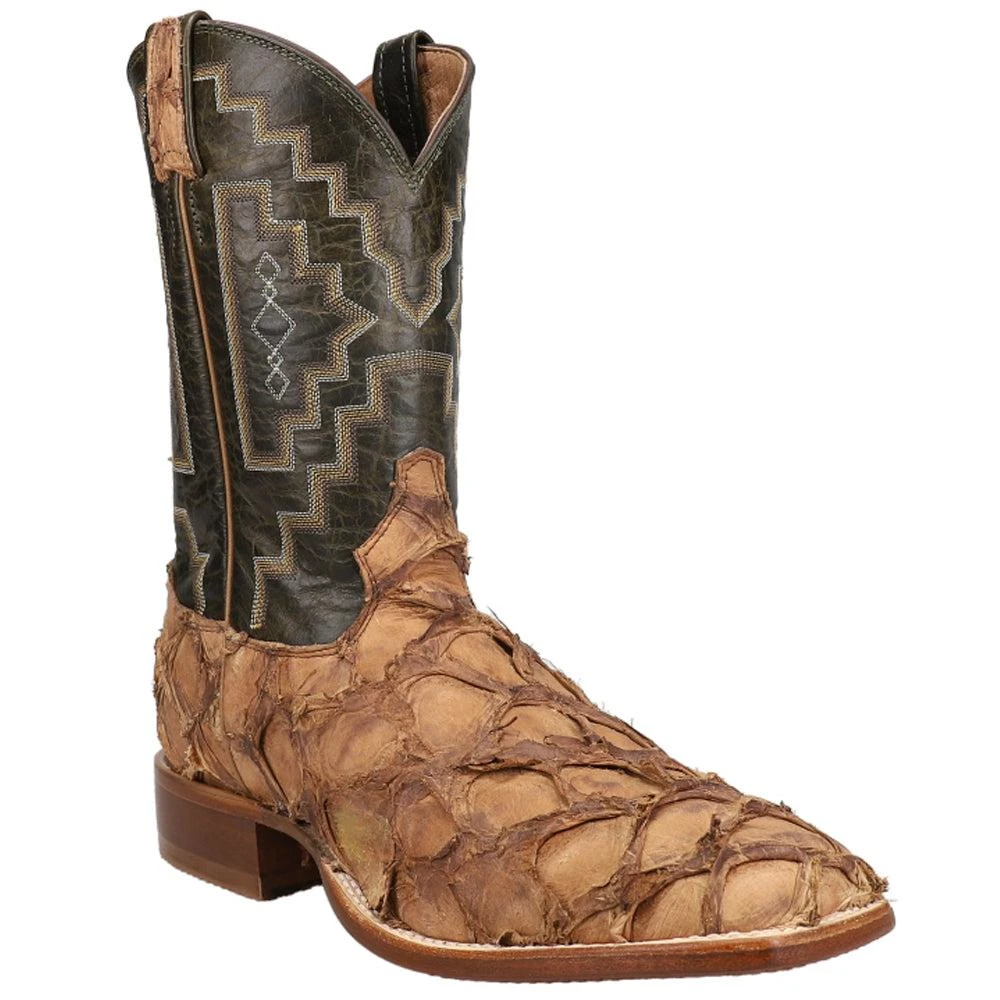 Tony Lama Leviathan Southwest Embroidered Pirarucu Square Toe Pull On Cowboy Boots 2