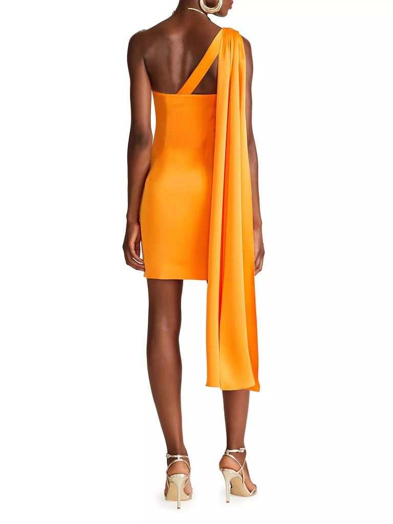 HALSTON Jax One-Shoulder Satin Minidress 4