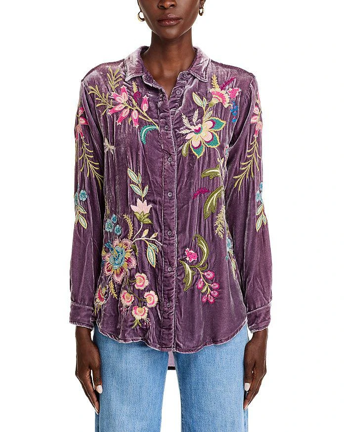 Johnny Was Embroidered Velvet Shirt 6