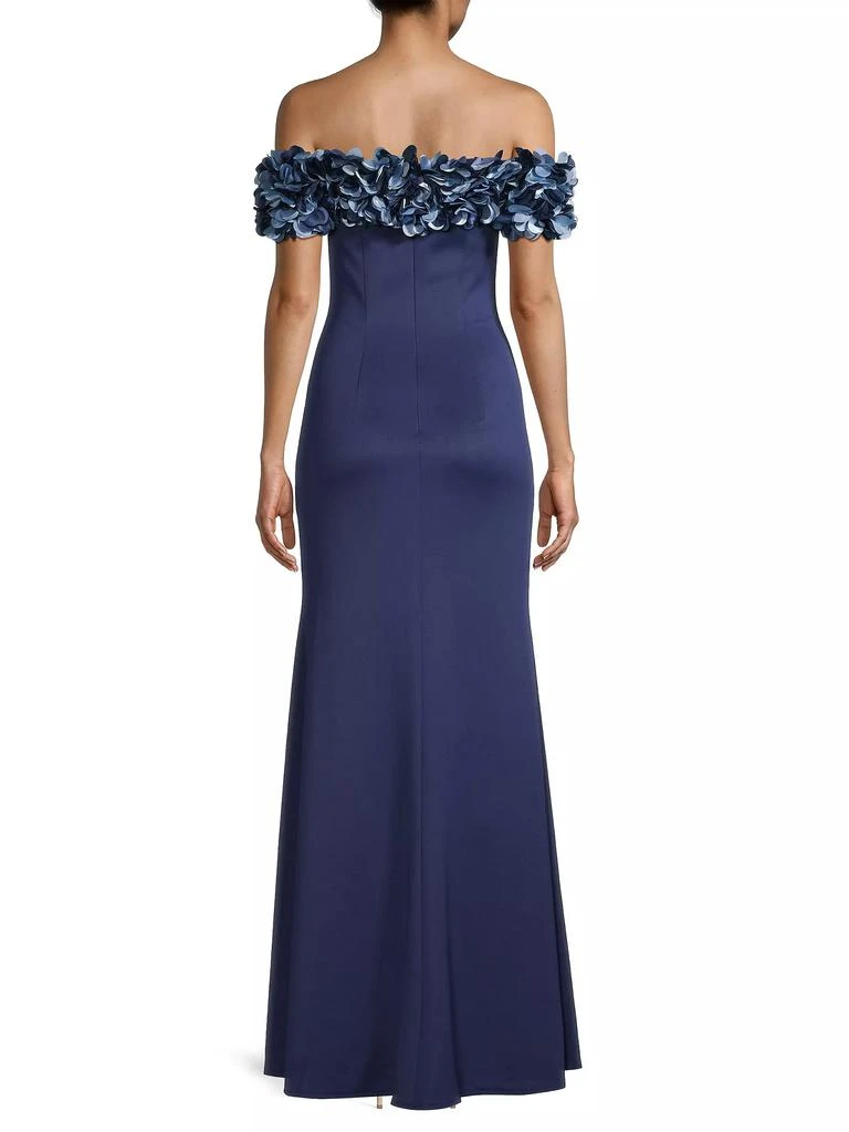 Basix Black Label Off-The-Shoulder Petal-Neck Column Gown 5