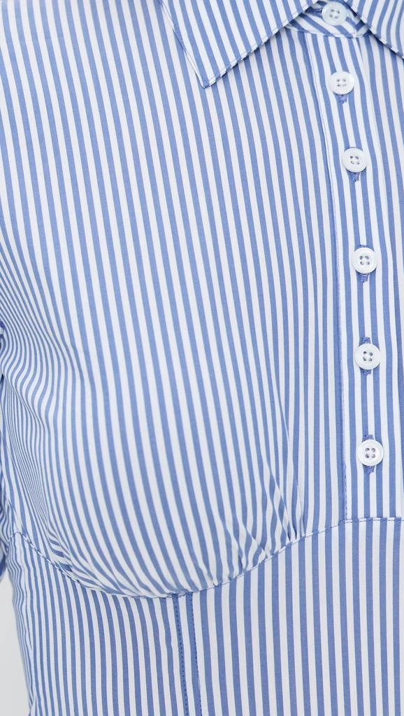 Fleur du Mal Striped Poplin Button Down Thong Bodysuit 5