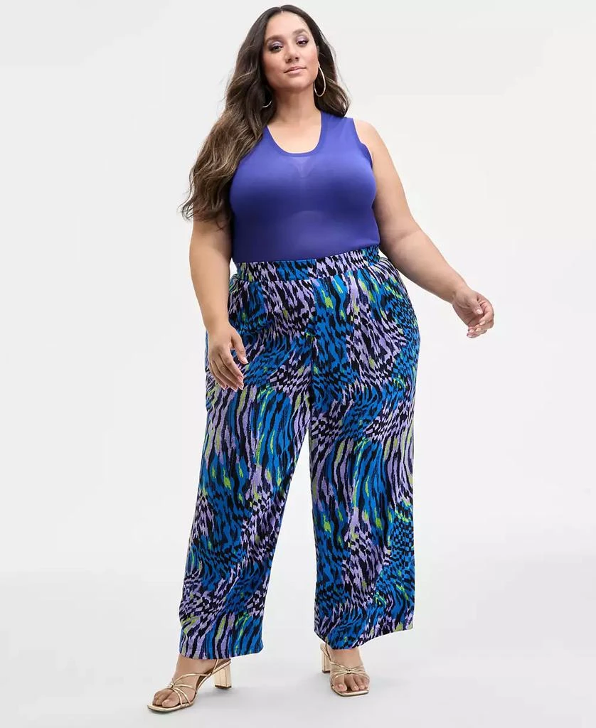 Nina Parker Trendy Plus Size Printed Wide-Leg Pants 1