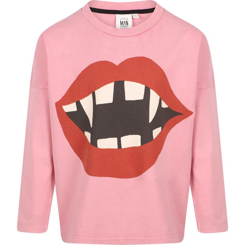 Little Man Happy Vampirized long sleeved organic t shirt in pink