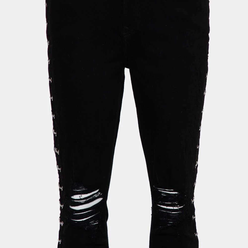 AMIRI Amiri Black Denim Side Chain Detail Distressed Skinny Jeans M 4