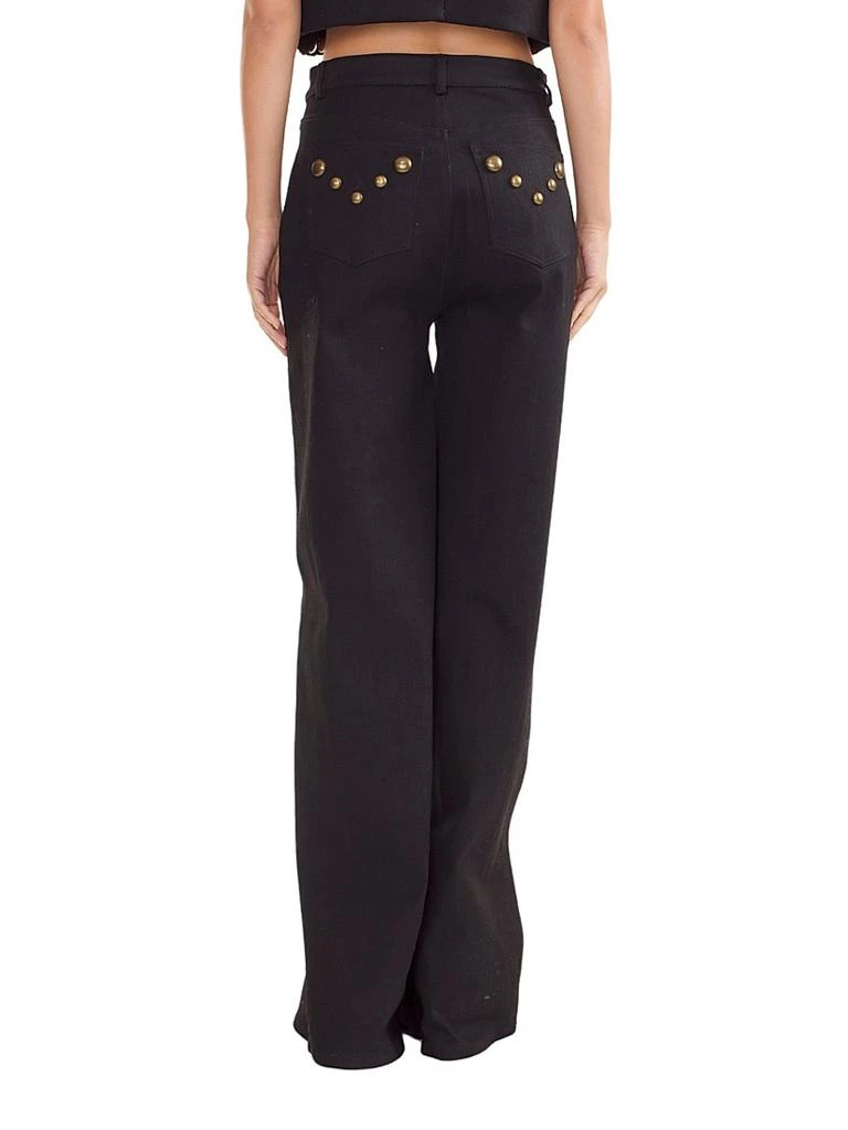 Cynthia Rowley Studded Wide-Leg Denim Pants 4