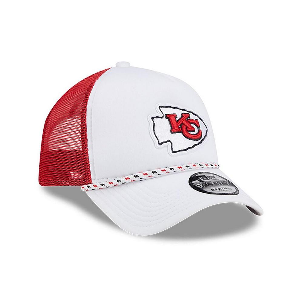 New Era Men's White/Red Kansas City Chiefs Court Sport Foam Front A-Frame 9FORTY Adjustable Trucker Hat