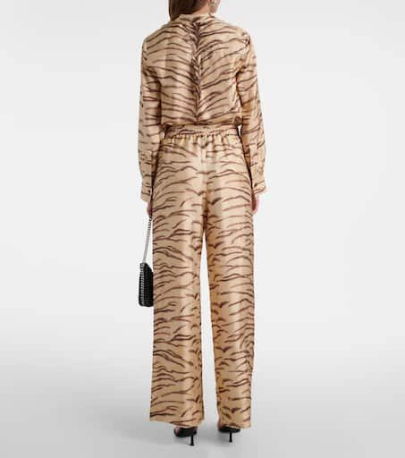 Stella McCartney Printed high-rise silk wide-leg pants 3