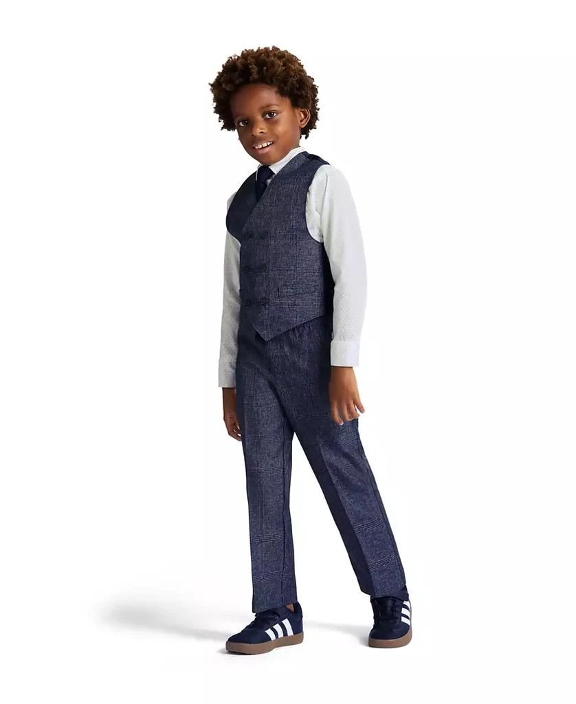 Nautica Toddler and Little Boys Shirt, Windowpane Vest, Pants & Neck Tie Set, 4 piece 4