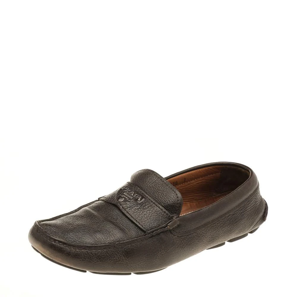 Prada Prada Dark Brown Leather Penny Slip On Loafers Size 41 1