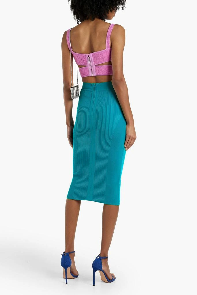 Herve Leger Cropped cutout textured-bandage top 3