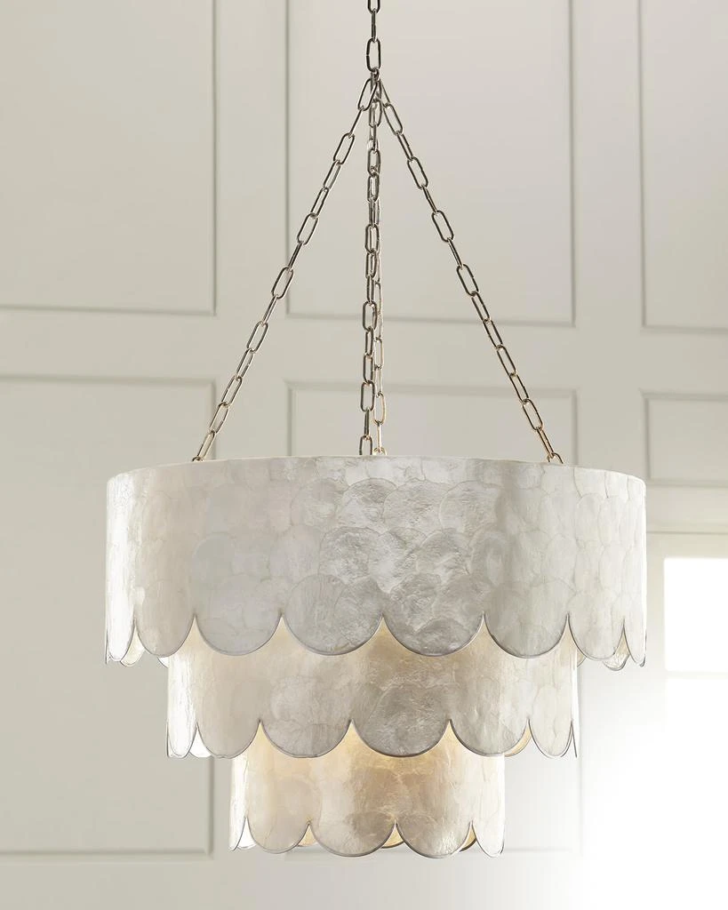 Neiman Marcus Three-Tiered Scalloped Capiz 3-Light Chandelier 1