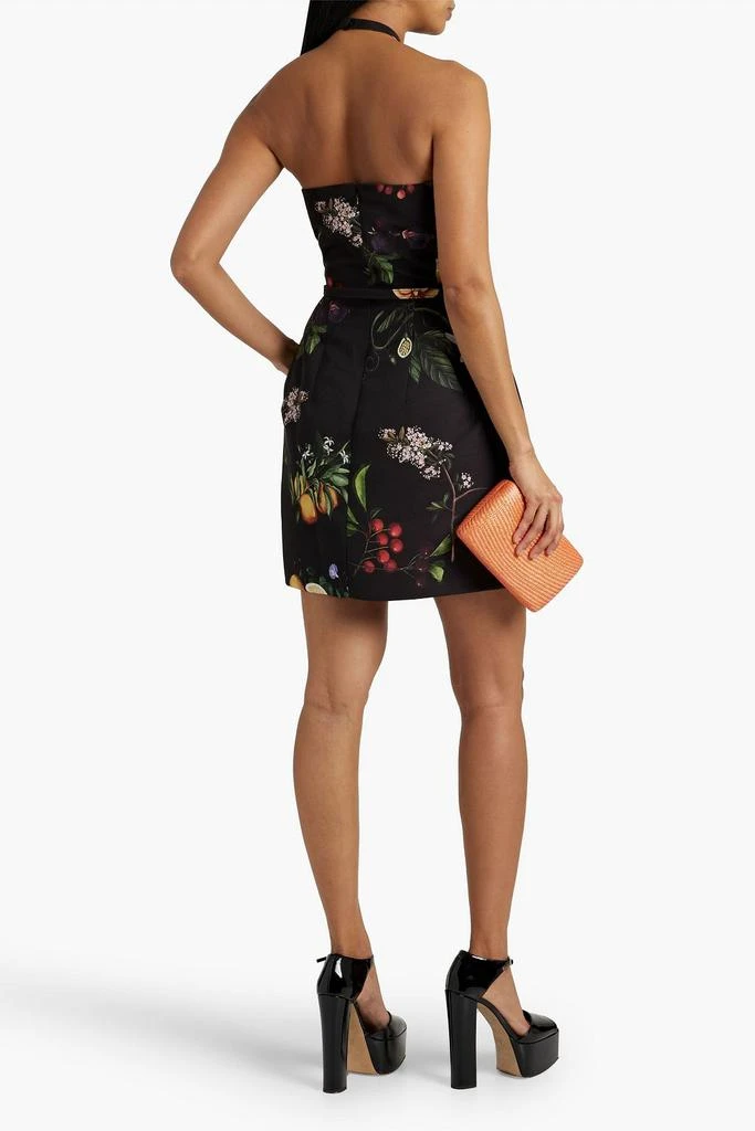 Oscar de la Renta Printed faille halterneck mini dress 3