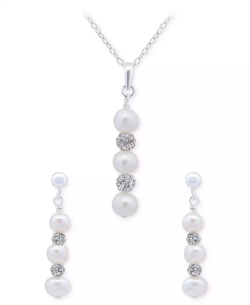 Giani Bernini 2-Pc. Set Freshwater Pearl
Crystal Vertical Pendant Necklace
Matching Drop Earrings in Sterling Silver, Macy
s Exclusive