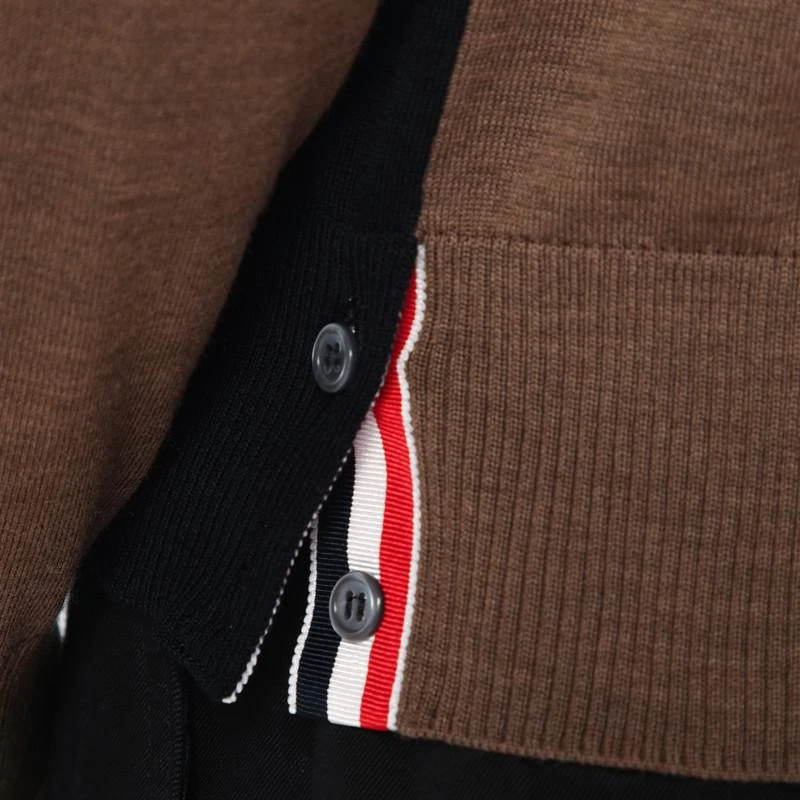Thom Browne Navy/grey/brown wool cardigan 4