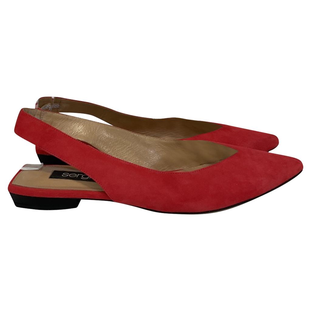 Sergio Rossi Sr Milano Slingback Ballet Flats in Red Suede