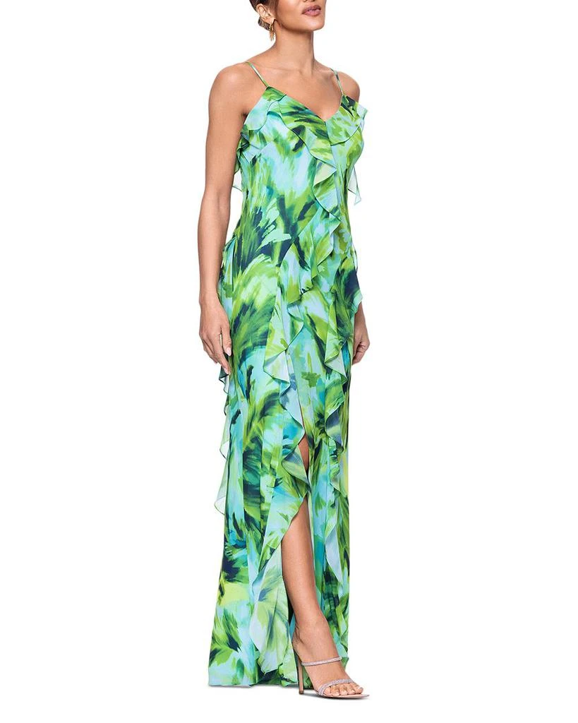 AQUA Printed Ruffle Chiffon Maxi Dress - Exclusive 3