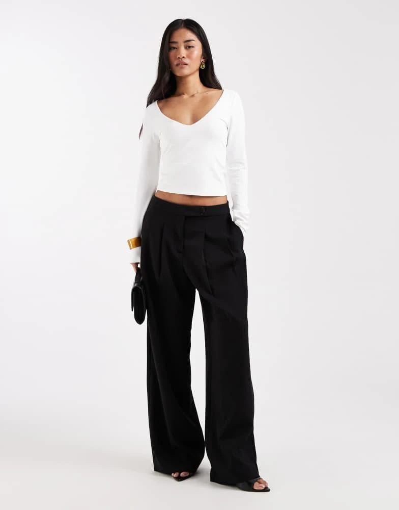 ASOS ASOS DESIGN polyamide slinky deep v neck top cream 2