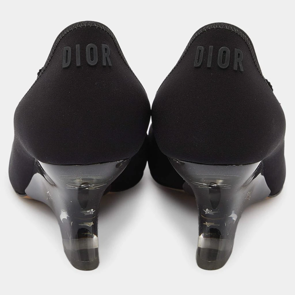 Dior Dior Black Neoprene Lucite Etoile Ankle Wrap Wedge Pumps Size 38 5