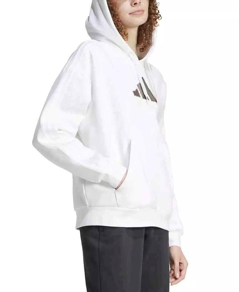 Adidas Women's Holiday Graphic 3-Stripes Oversized Hoodie 3