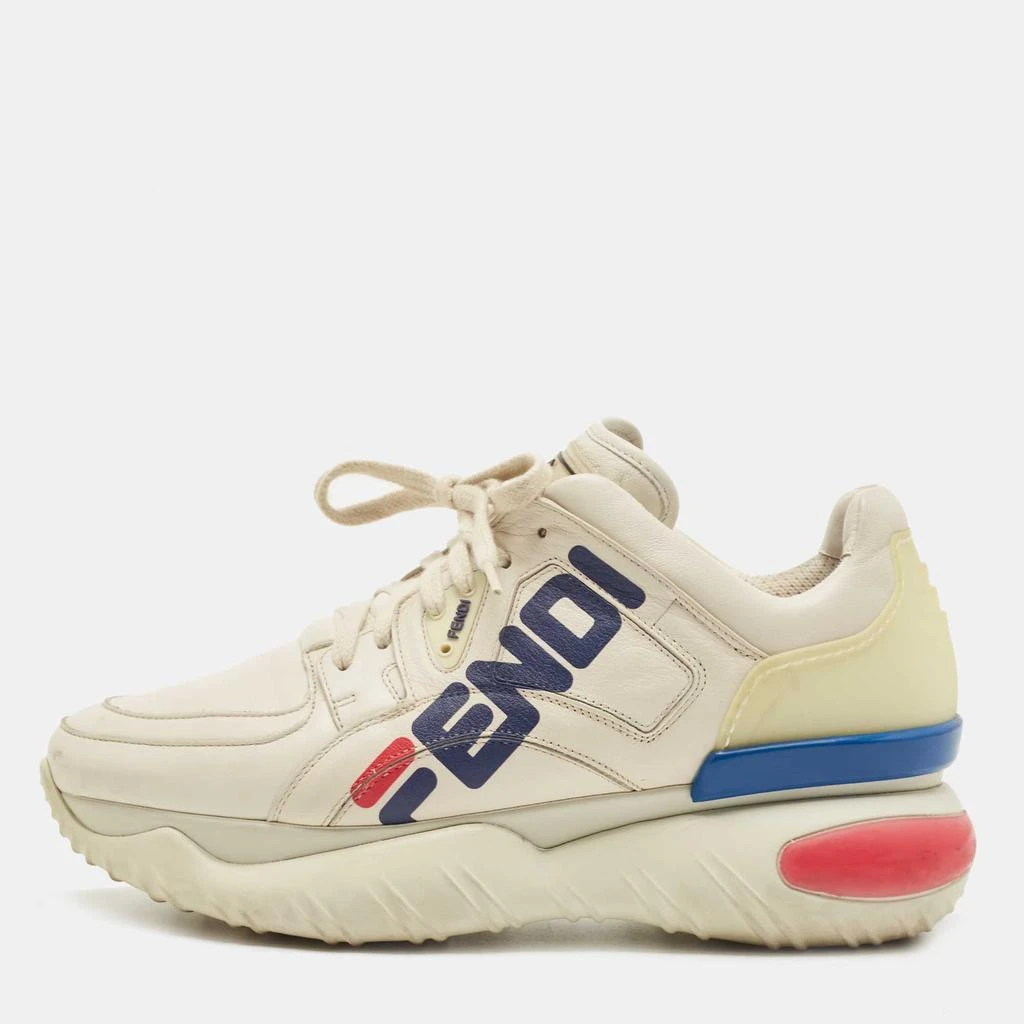 Fendi Fendi Cream Leather Fendi Fila Mania Logo Low Top Sneakers Size 42